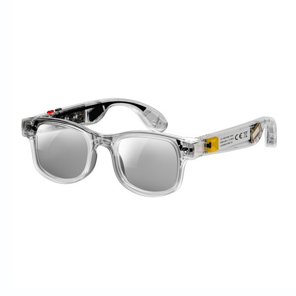 AI Smart Glasses with 3 Lenses,Transparent Glasses Frame,8MP Sony Camera,1080P Video & Audio Recording,Open-ear Audio,Real-time Translastion,AI Voice Control